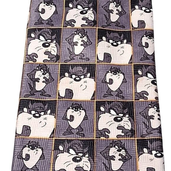 Loony Tunes Black & White Tasmanian Devil Character Mens Novelty Tie Cartoon - Picture 3 of 5